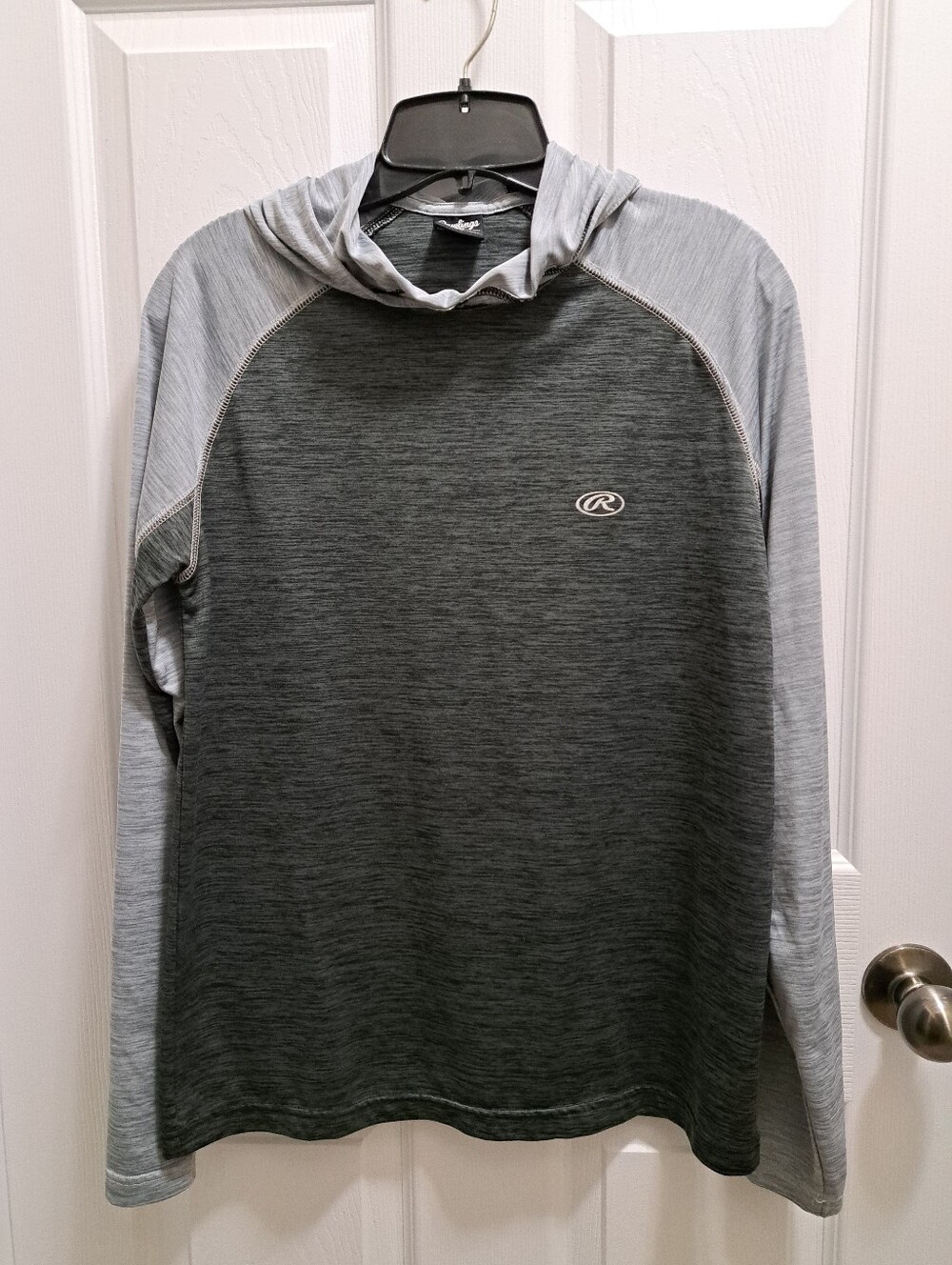 Men's Rawlings Baseball Tee Hooded Grey Size Small Lightweight Casual Top Active